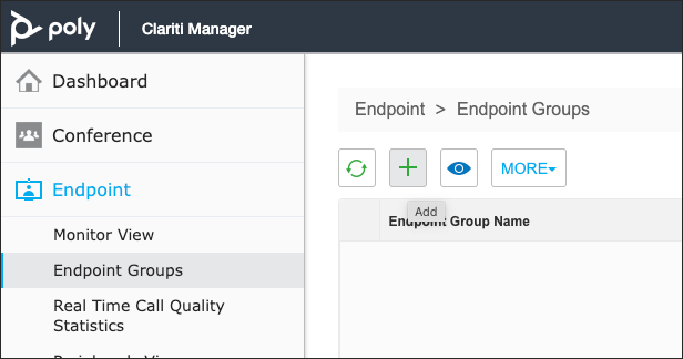 Screenshot of Clariti Manager > Endpoint Groups page